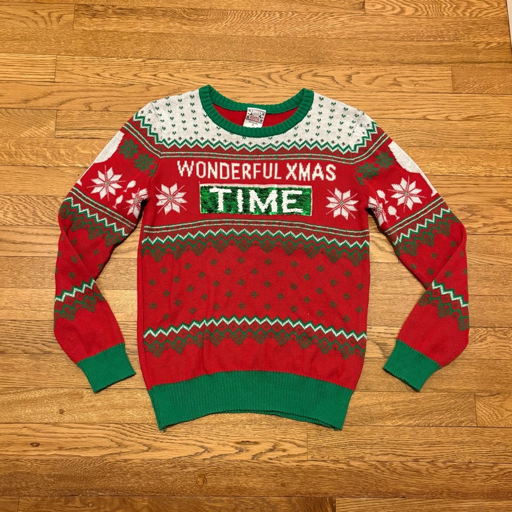 Wonderful Xmas Time/Wine Sweater - Red and Green